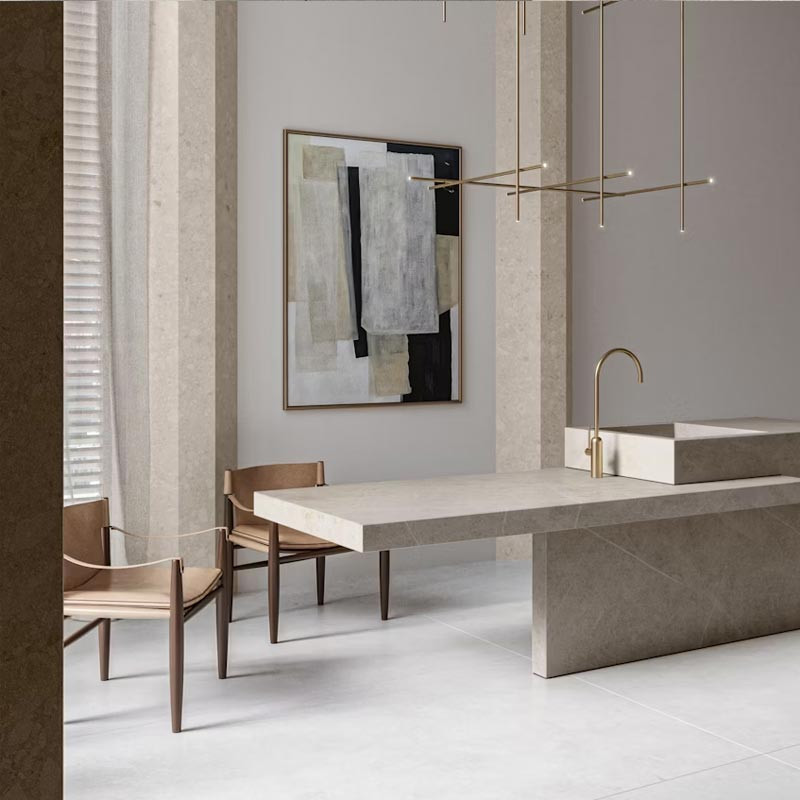 Plan de travail cuisine et salle de bain en Dekton® sur mesure pietraEdition Adia